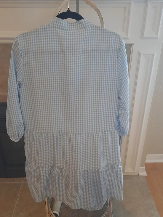 Blue Gingham Button-Front Mini Dress - Picture 3 of 7